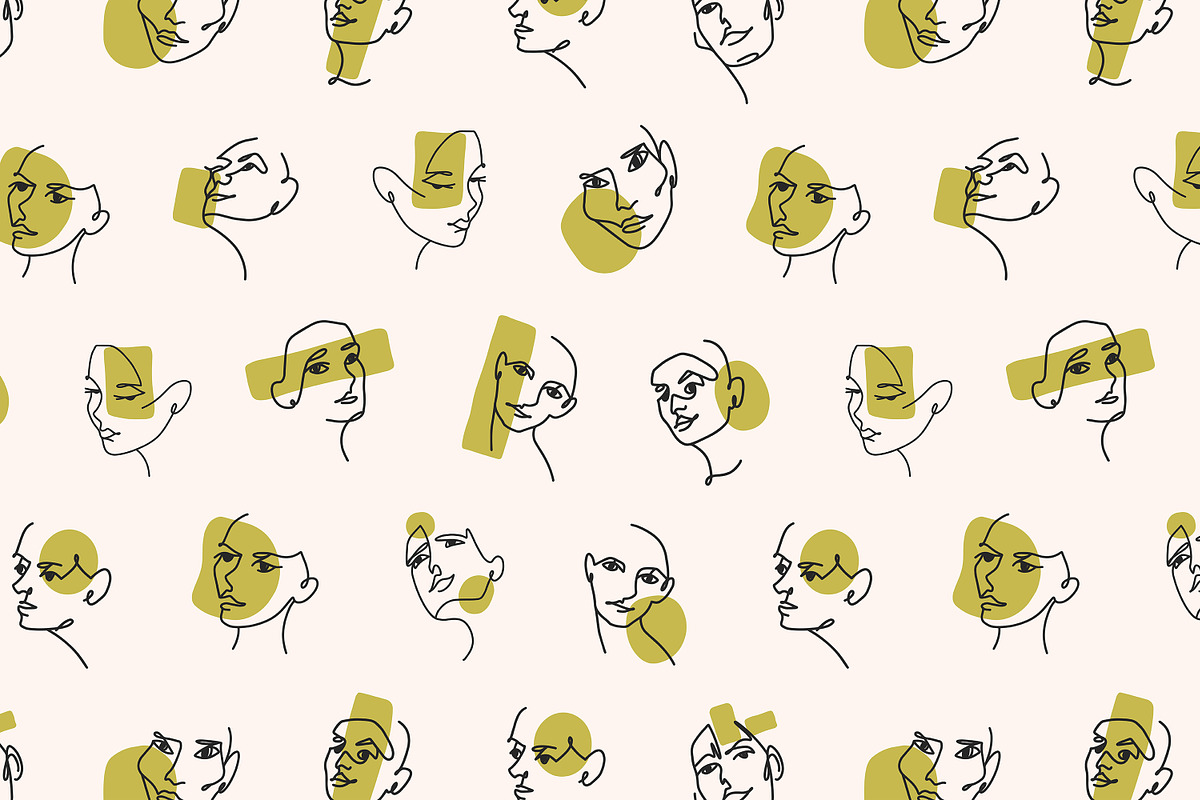 Abstract line faces seamless pattern, a Pattern Graphic by PaperTrident (Photo 6 of 11)