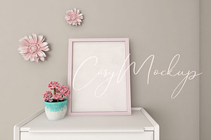 Cute Nursery Wall Frame Mockup., a Print Template by RivusArt