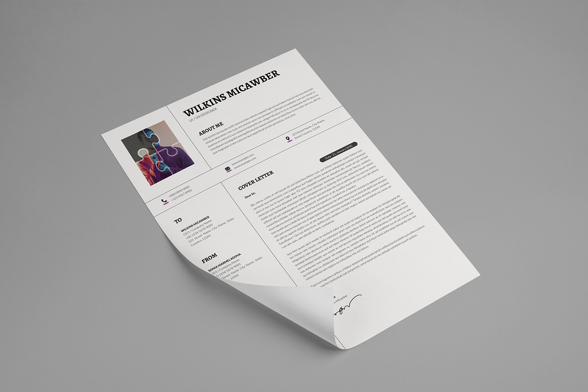 Modern Resume & CV Cover Template, a Resume Template by PixelStudio (Photo 7 of 7)