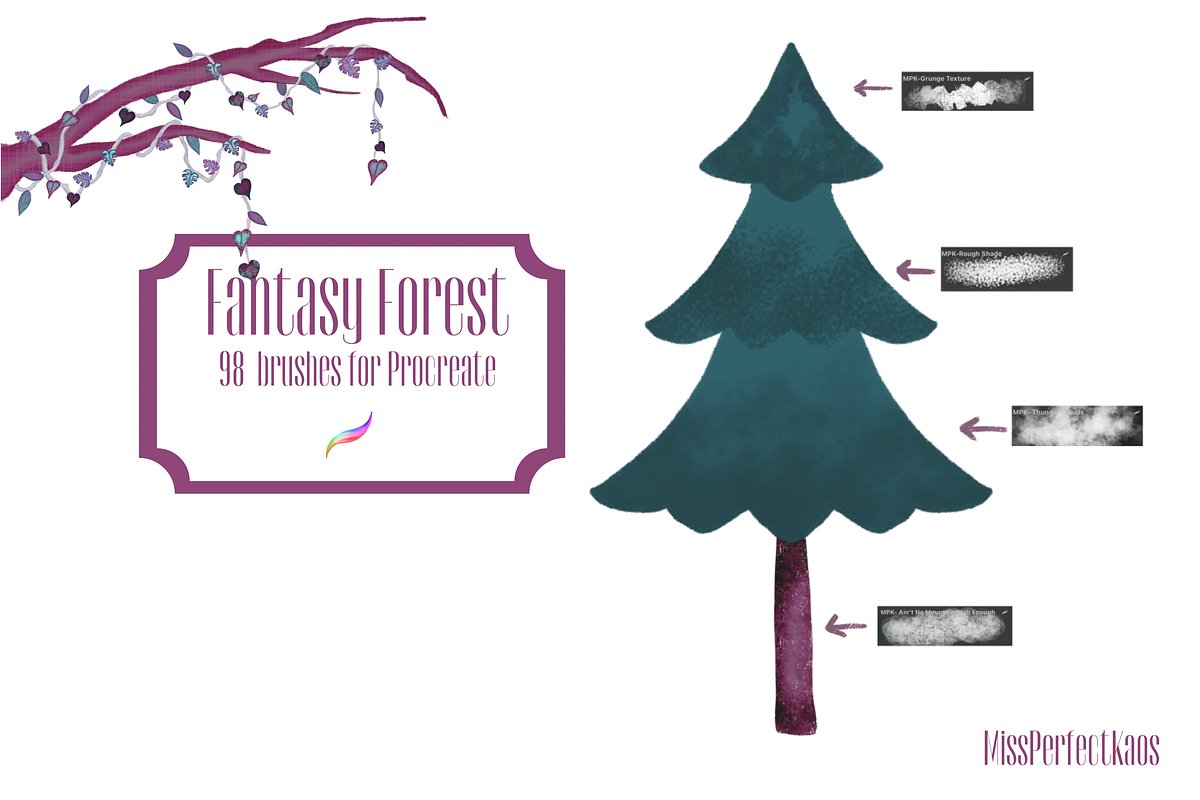 Fantasy Forest-98 Procreate Brushes, a Brush Add-On by MissPerfectKaos (Photo 3 of 9)