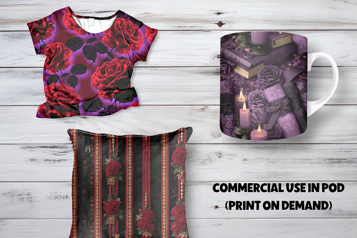 Romance Gothic Rose Digital Paper, a Pattern Graphic by LA Design (Photo 7 of 10)