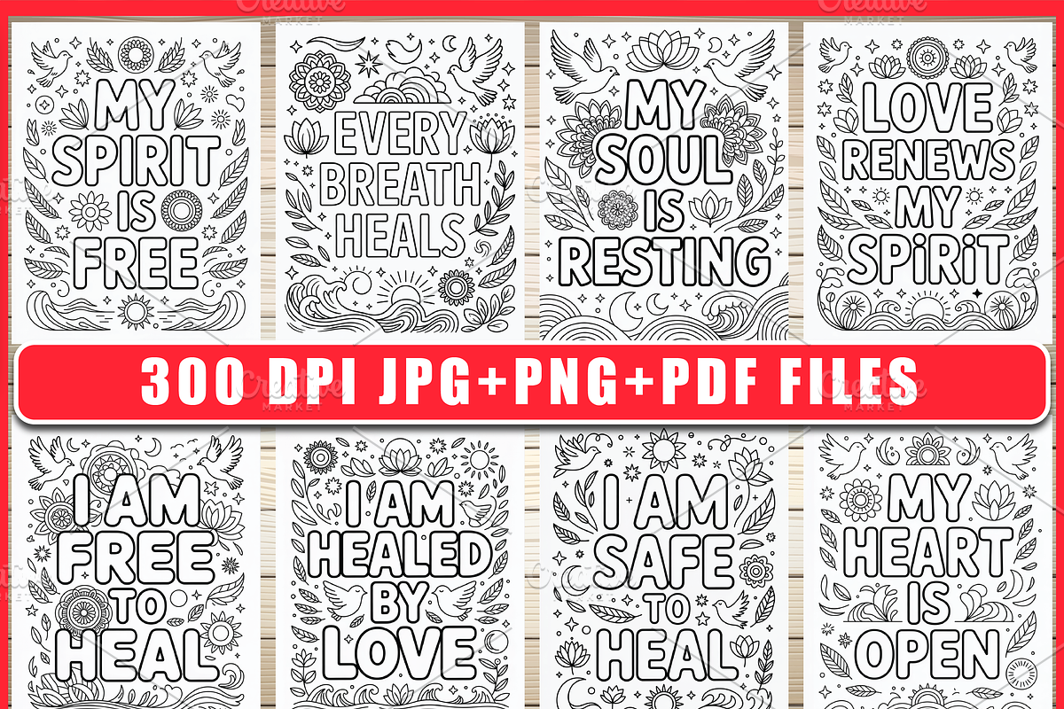 Spiritual Healing Quotes Coloring, an Empty State Illustration by Ink Gallery (Photo 2 of 4)
