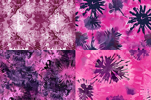 Magenta Tye-Dye Seamless Patterns