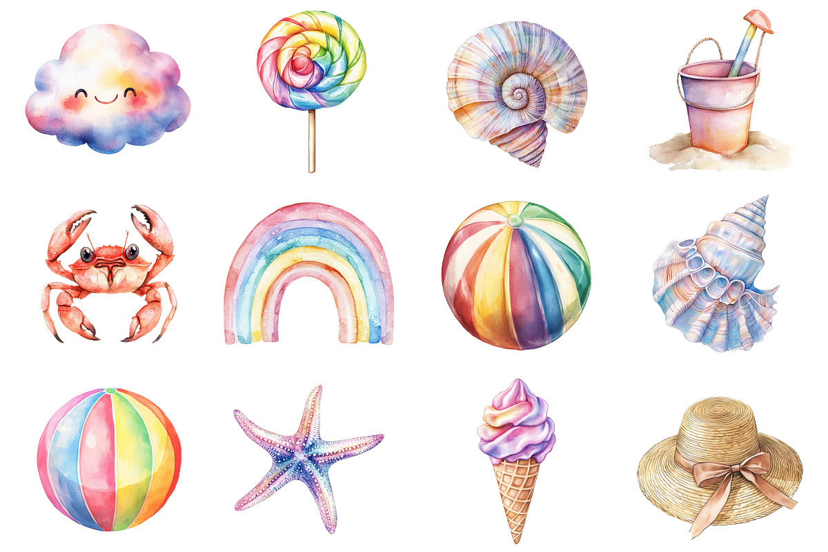 Summer Beach Line Art Doodles, a Seasonal Illustration by CitraGraphics (Photo 4 of 6)
