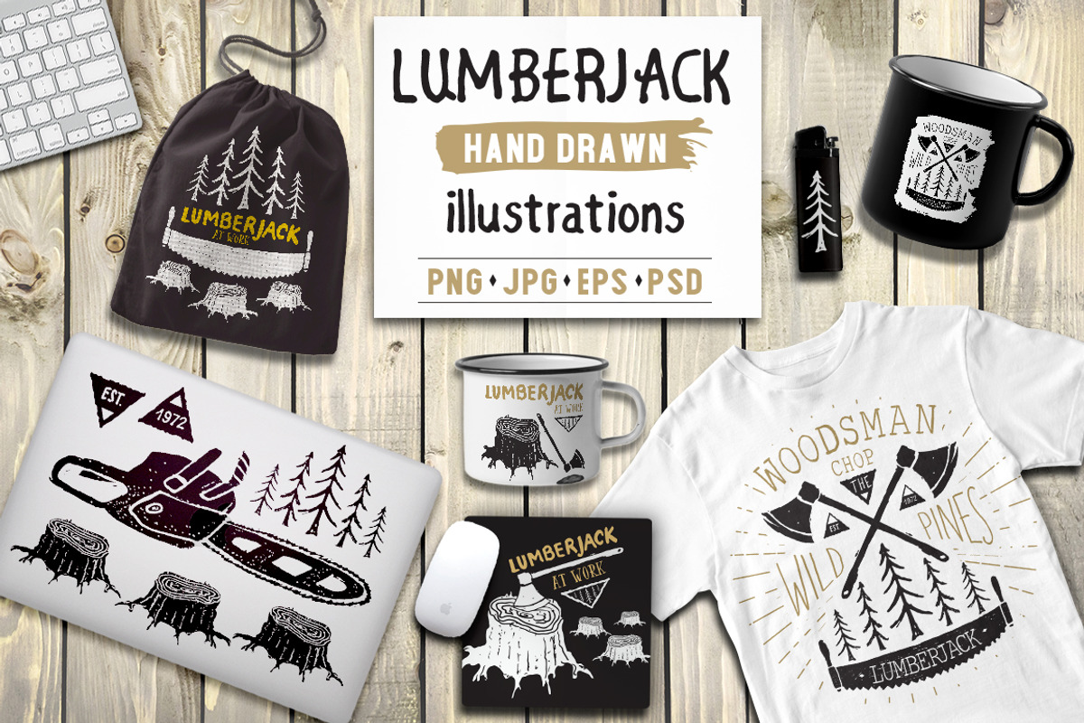 Lumberjack illustrations set, an Object Graphic by Lemon Workshop (Photo 1 of 4)