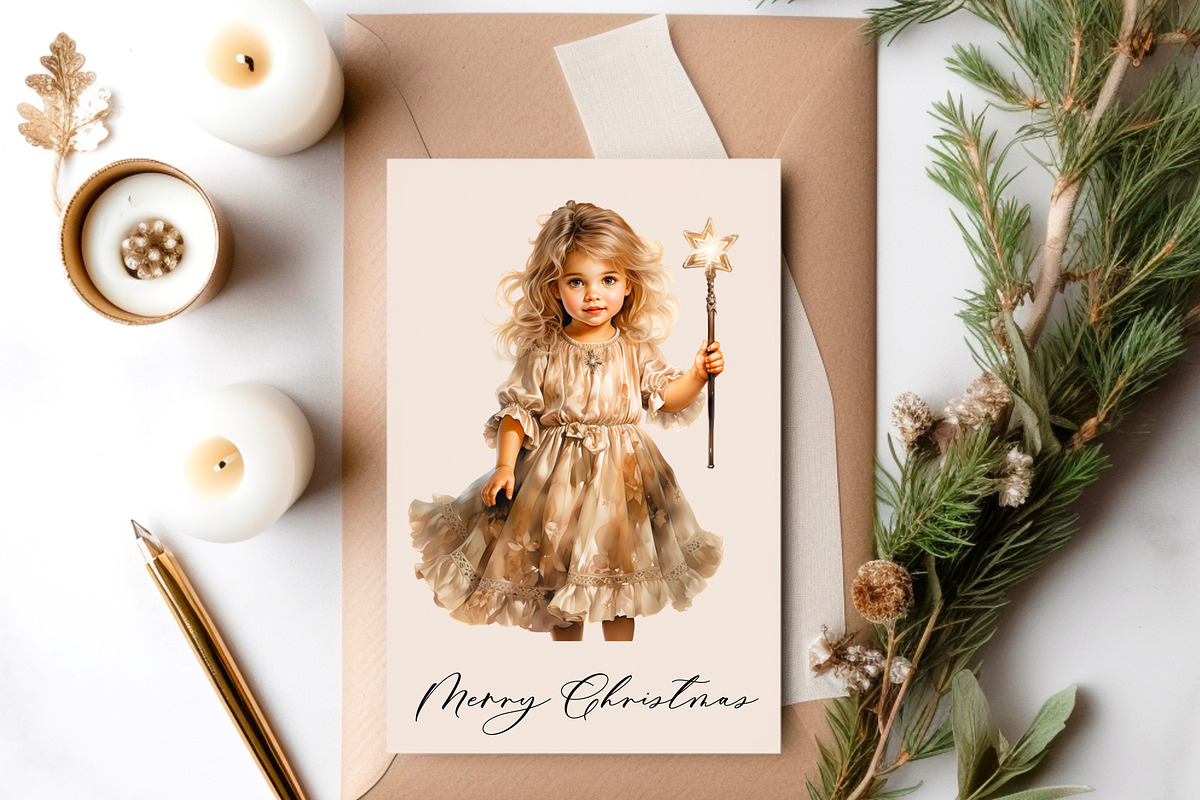 Christmas star Victorian little girl, a Person Illustration by Hello My Print (Photo 3 of 7)