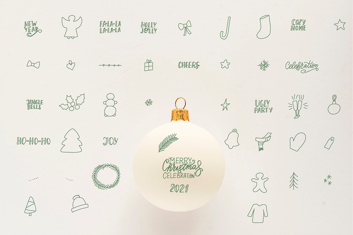 Christmas Procreate stamp brushes, a Brush Add-On by Let's Art