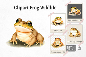 Watercolor Clipart Frog Wildlife, a Graphic by Artnoy