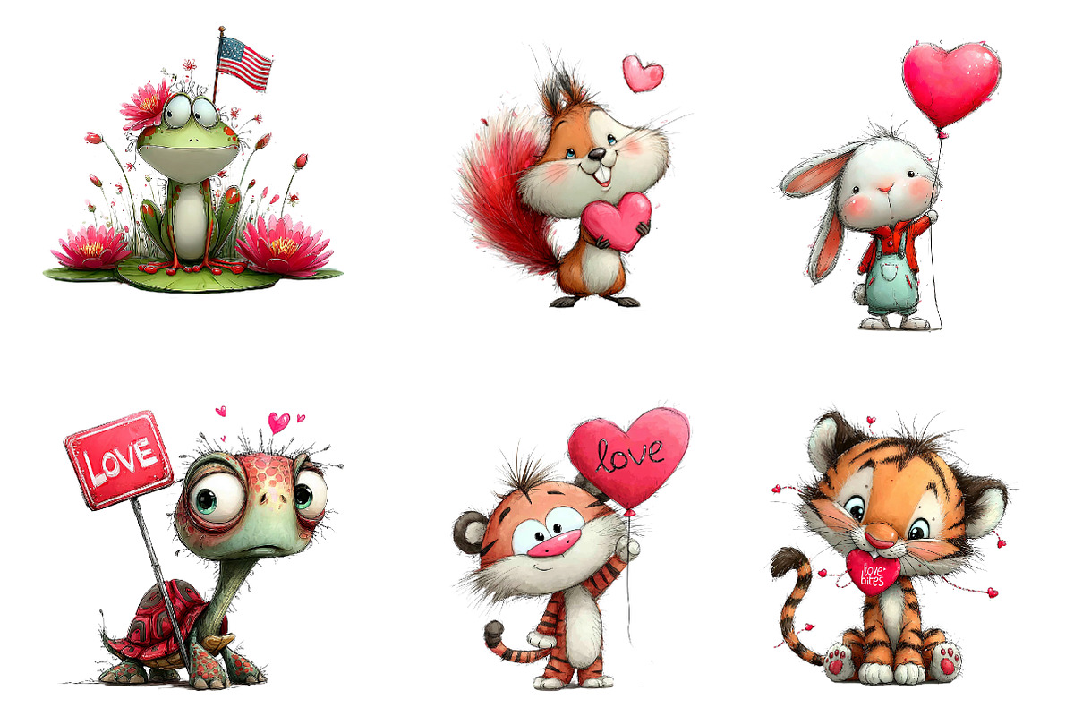 Valentine Animal Clipart Bundle, an Illustration by CreationArt (Photo 4 of 7)