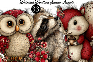 Whimsical Woodland Summer Animals, an Illustration by DreamArtGraphic