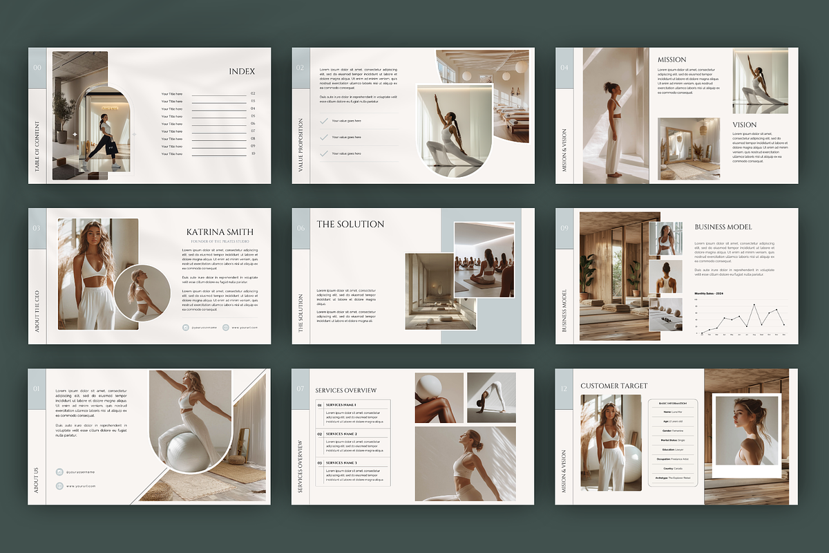 Canva Pilates Studio Pitch Deck, a Presentation Template by Bonita Digital Design (Photo 2 of 6)