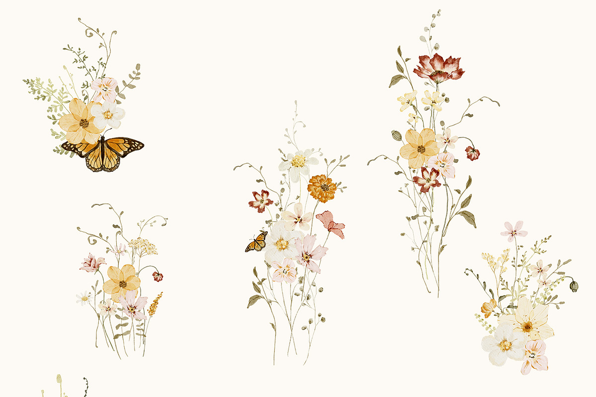 Autumn Watercolor Wildflower Garden, a Seasonal Illustration by Altea Design Studio (Photo 5 of 14)