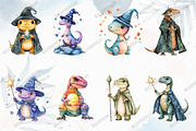 Watercolor Wizard Dinosaur Clipart, an Illustration by designcity5 (Thumbnail 2 of 5)
