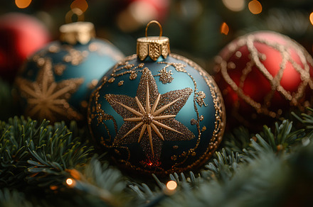 Beautifully decorated Christmas orna, a Photo by Tanuart