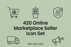Online Marketplace Seller Icon Set, an Outline Icon by adenpinkstore