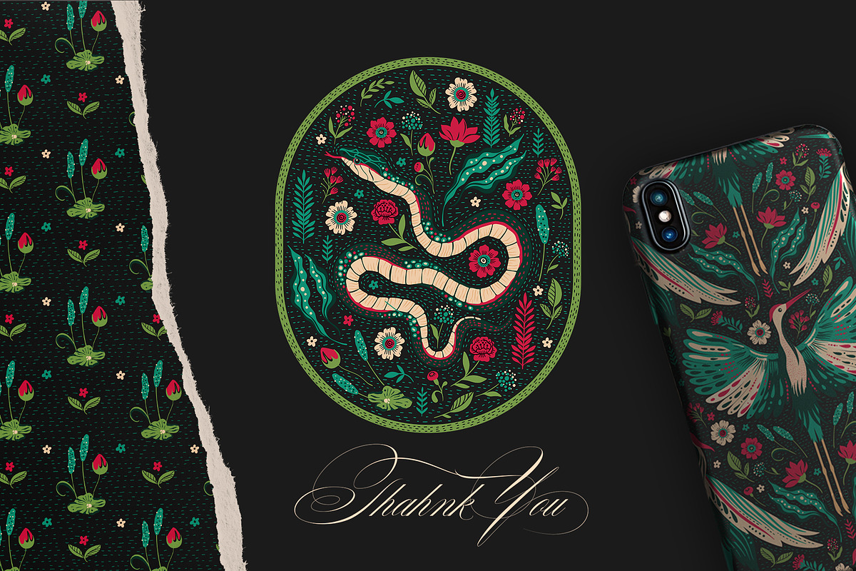 Mystic Forest Dark Floral Bundle, an Animal Illustration by Red Ink (Photo 9 of 9)