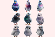 Pigeon PNG Clipart Bundle, a Graphic by M9 Design (Thumbnail 2 of 9)