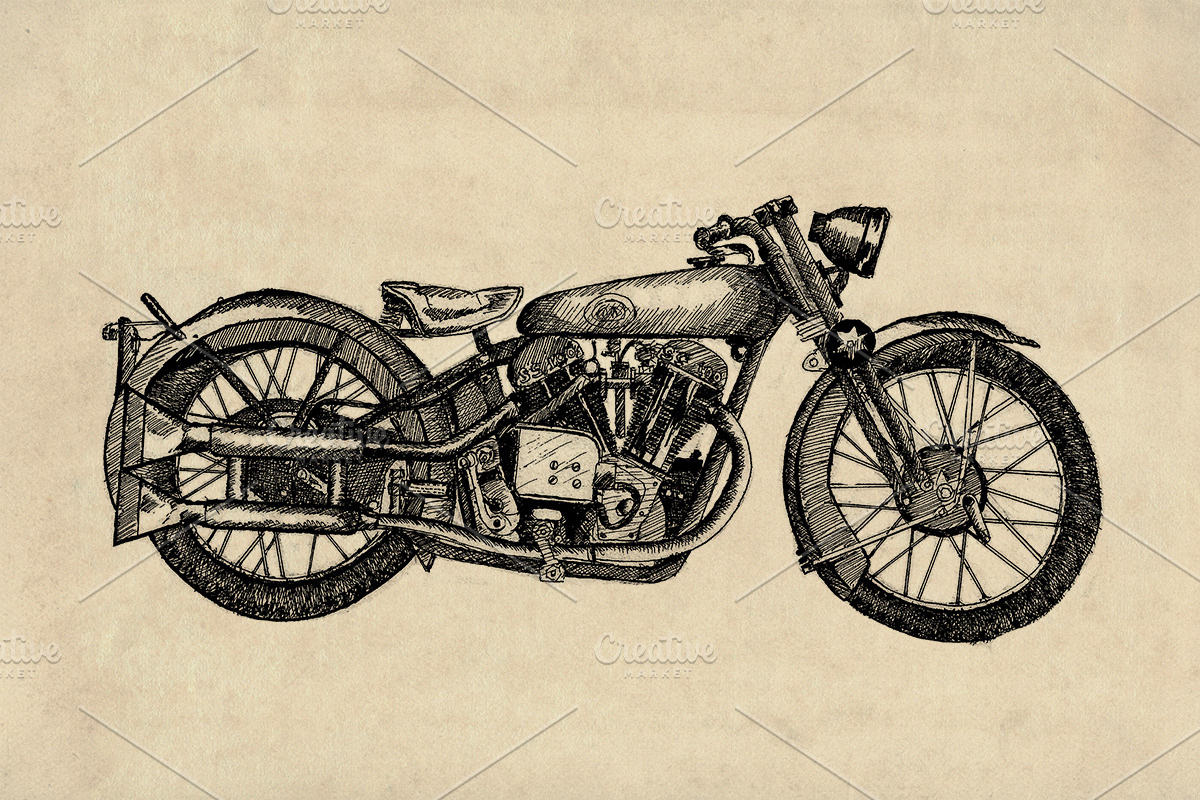 Classic Motorcycle Illustration Pack, an Illustration by Doggy Days (Photo 7 of 10)