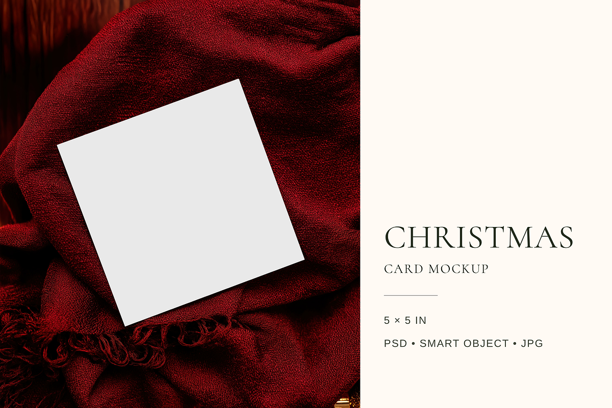 Square X-mas Greeting Card Mockup, an Advertising Mockup by Serenefeeling (Photo 1 of 7)
