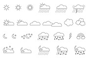 24 Vector Weather Icons Set Graphics, an Outline Icon by Wellington Cove Design (Thumbnail 1 of 2)
