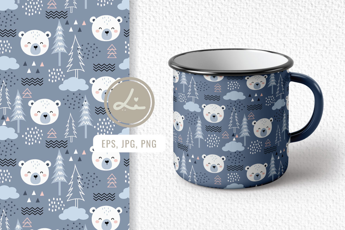 Cute Polar Bear Seamless Pattern, a Pattern Graphic by lindoet23 (Photo 3 of 3)