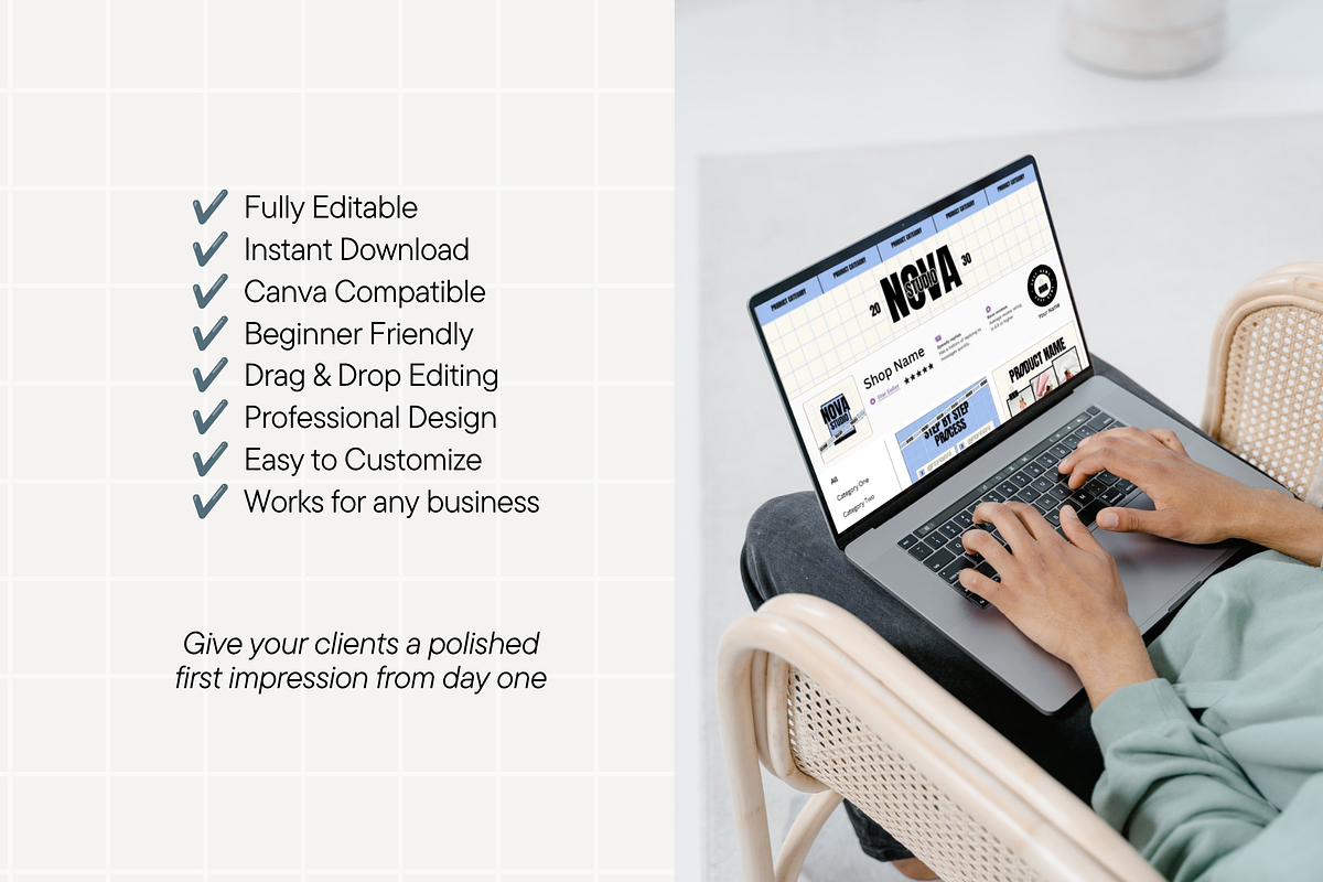 Minimal Blue Etsy Shop Kit Template, a Branding & Logo Template by Anna Design Studio (Photo 8 of 8)