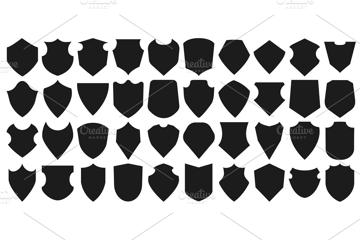 Shield icons. Security shields black, an Object Illustration by winwin.art