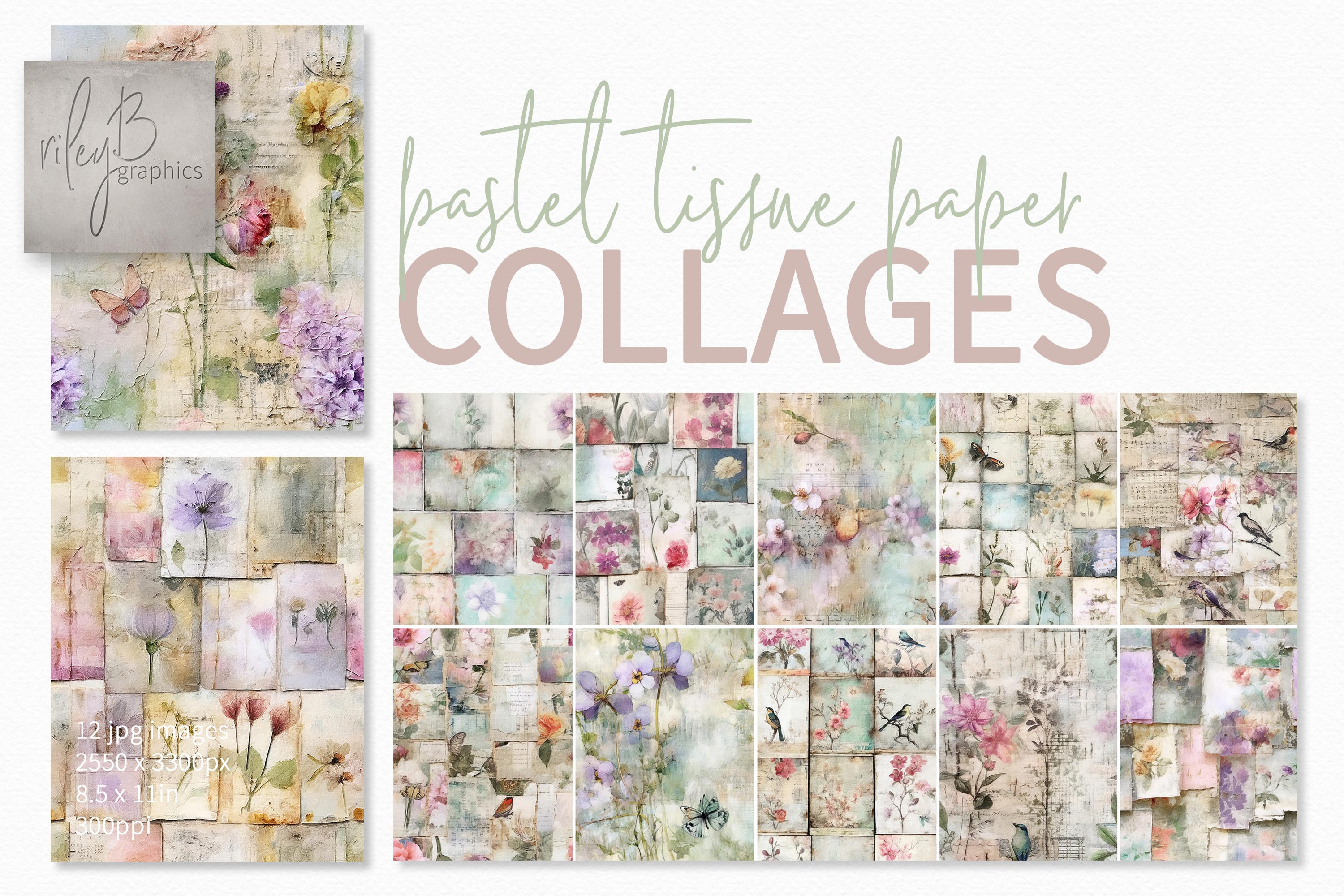 Pastel Tissue Paper Collage Paintings