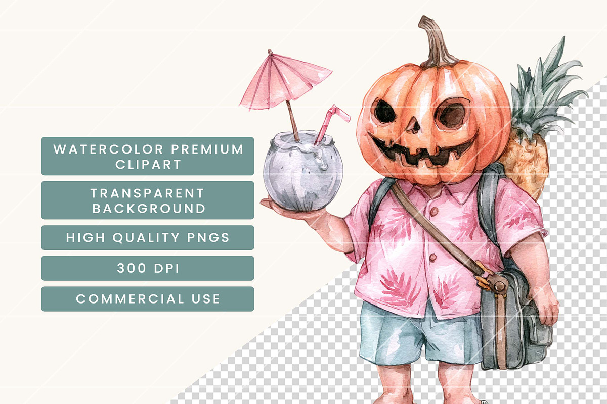 Summer Halloween Clipart Bundle, a Seasonal Illustration by BusyDaydesign (Photo 7 of 9)