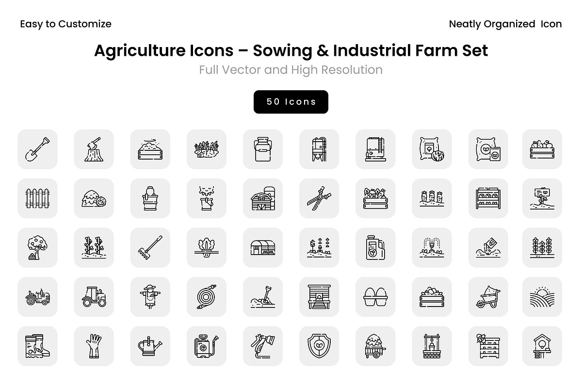 Agriculture Icons – Sowing & Industr, a Solid Icon by Wencory (Photo 1 of 2)