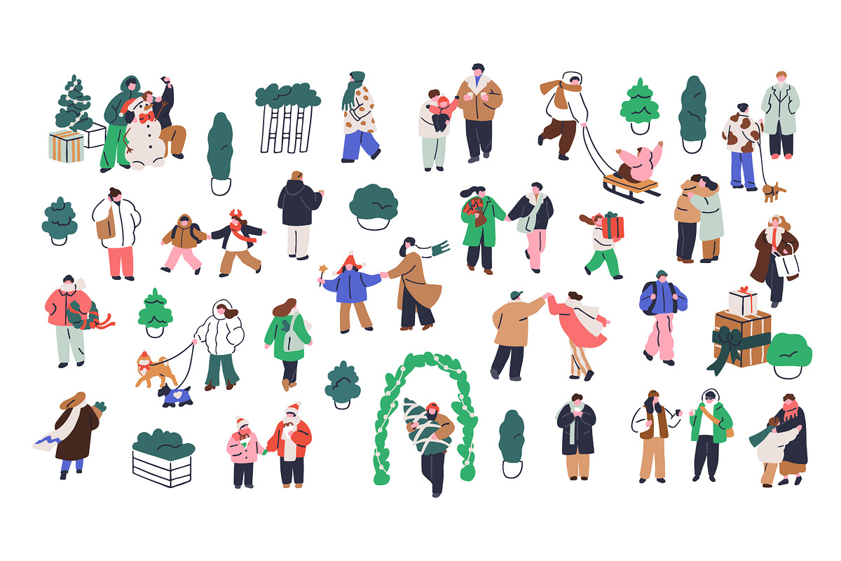 Tiny Christmas people in winter set, a Person Illustration by Good Studio (Photo 2 of 3)