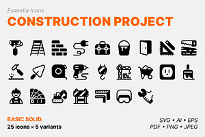 Construction project icons (Solid), a Solid Icon by Totto House