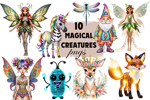 10 Magical Creatures PNG Sublimation