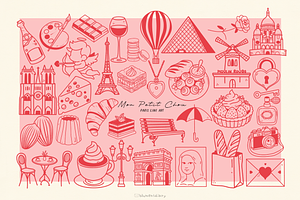 Paris Doodles Line Art, a Decorative Illustration by Blumensdiary