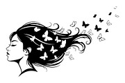 Woman Butterfly Hair Silhouette, an Object 3D Model by yasushie (Thumbnail 22 of 31)