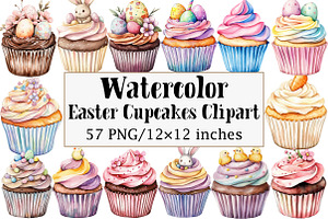 Easter Cupcakes Clipart, an Illustration by Design Market