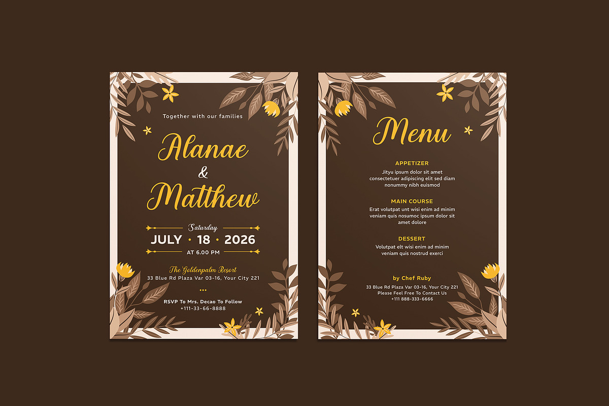 Minos Floral Wedding Invitation, an Invitation Template by iDoodle Studio (Photo 1 of 4)