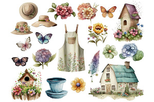 Watercolor Flower Garden Clipart