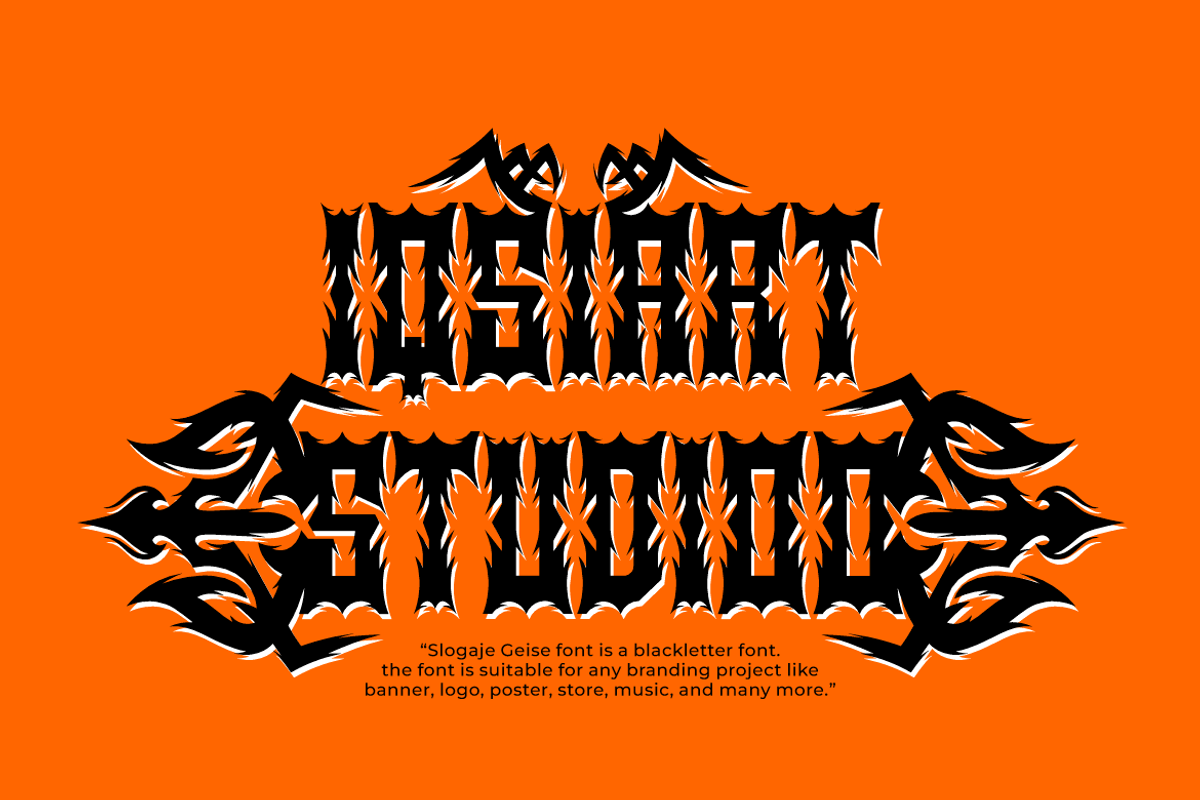 Slogaje Geise - Blackletter Font, a Blackletter Font by Iqsiart Studio (Photo 3 of 11)