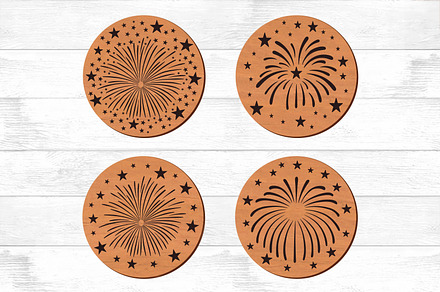 Fireworks Round Coasters SVG Files.