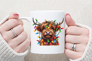 Christmas Lights Highland Cow PNG, an Illustration by Sublimation Artist (Thumbnail 7 of 9)