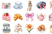Watercolor Vintage Cafe Clipart, an Illustration by Design Market (Thumbnail 2 of 5)
