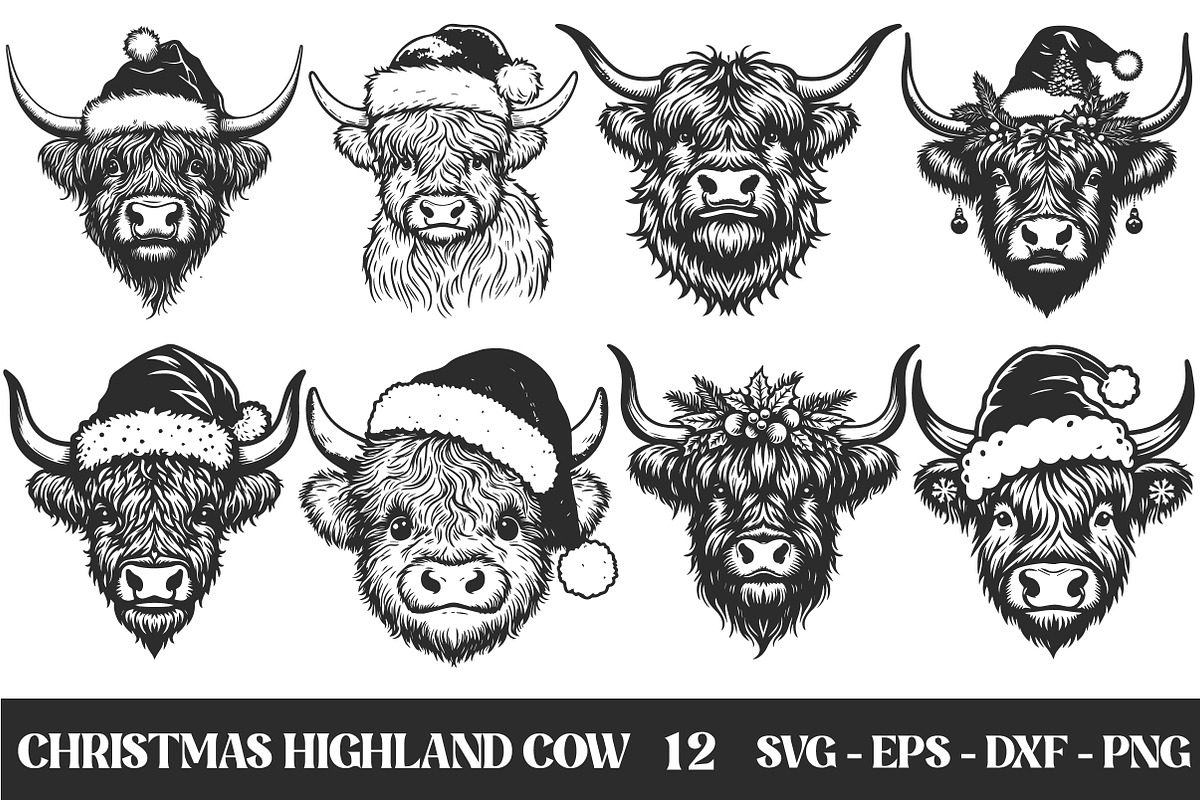Highland Cow svg Bundle, a Seasonal Illustration by Libby Wishes (Photo 1 of 5)