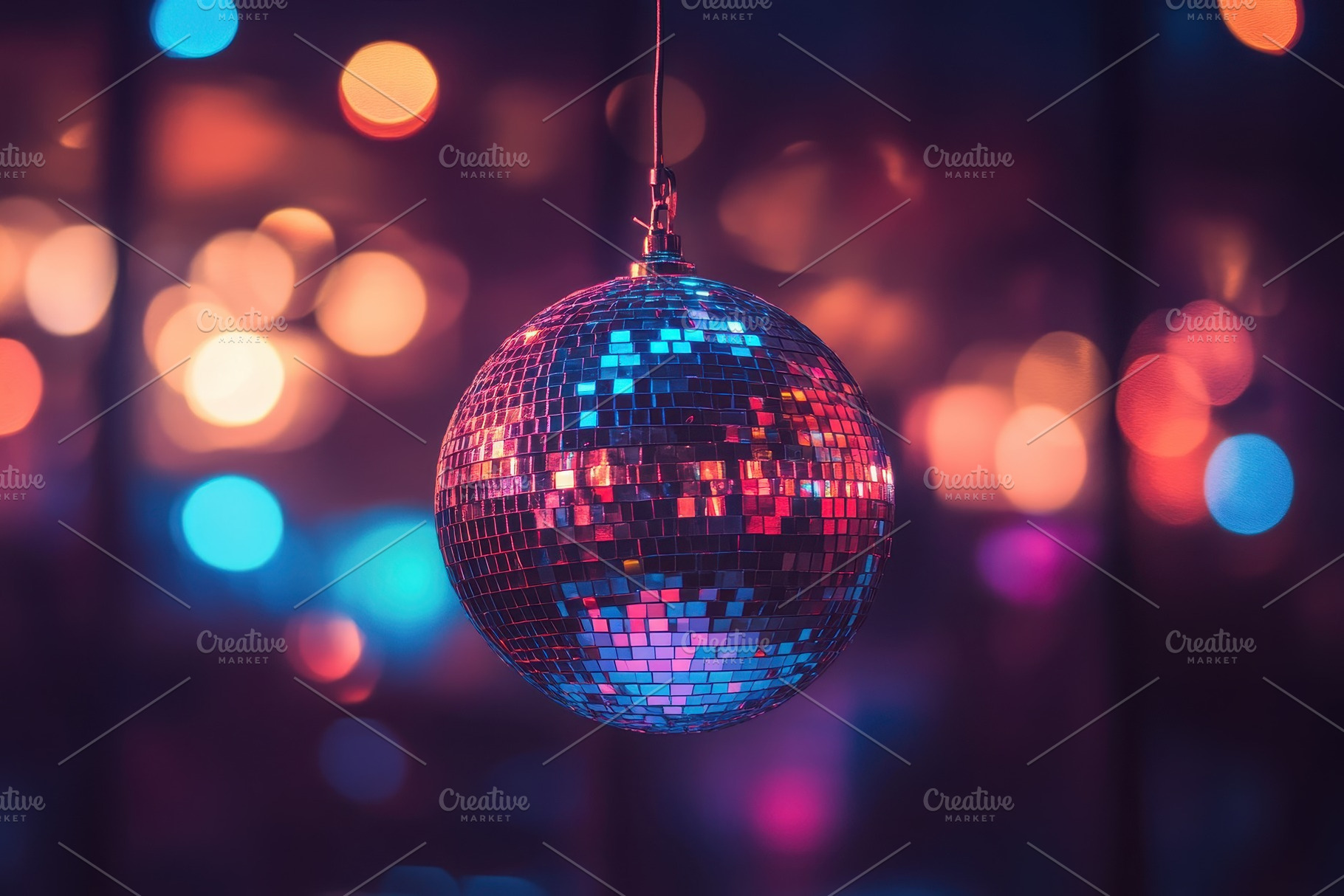 Colorful disco ball reflects light i, a Photo by Iftikhar Alam