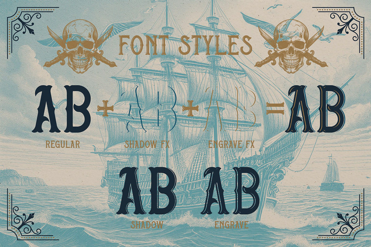 Pirate Rum Vintage Label Font, a Serif Font by JumboDesign (Photo 5 of 6)