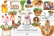 Watercolor Farmers Market Clipart, an Illustration by Design Market (Thumbnail 1 of 4)