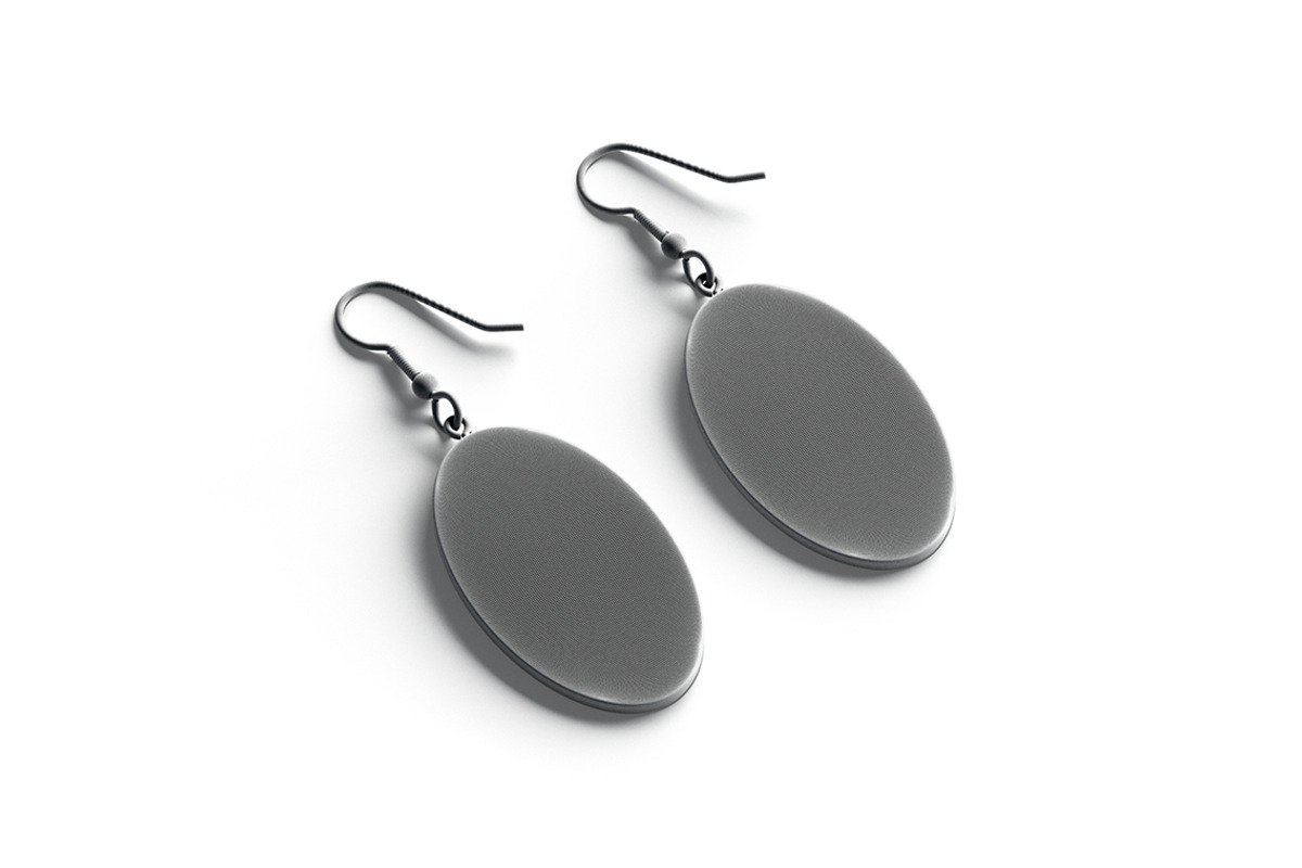 Black Oval Earring Jewelry 3D Model, an Object 3D Model by rebrandy (Photo 7 of 9)