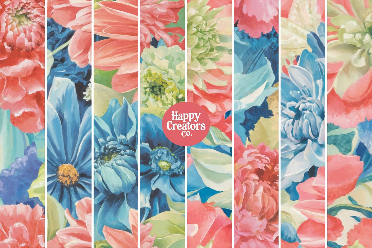 Petals of Paradise Digital Papers #2, a Pattern Graphic by Happy Creators Co. (Photo 2 of 7)