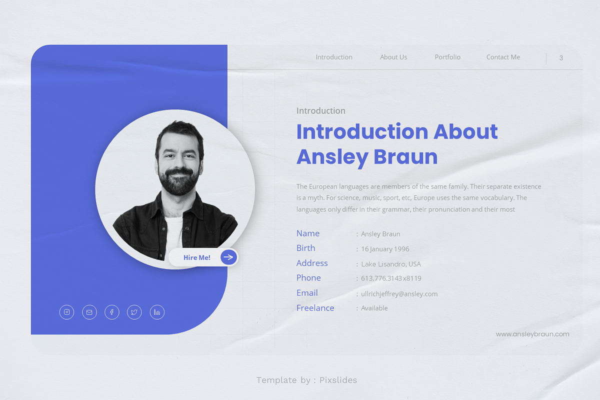 CV Resume Portfolio Keynote, a Presentation Template by Pixslides (Photo 3 of 7)