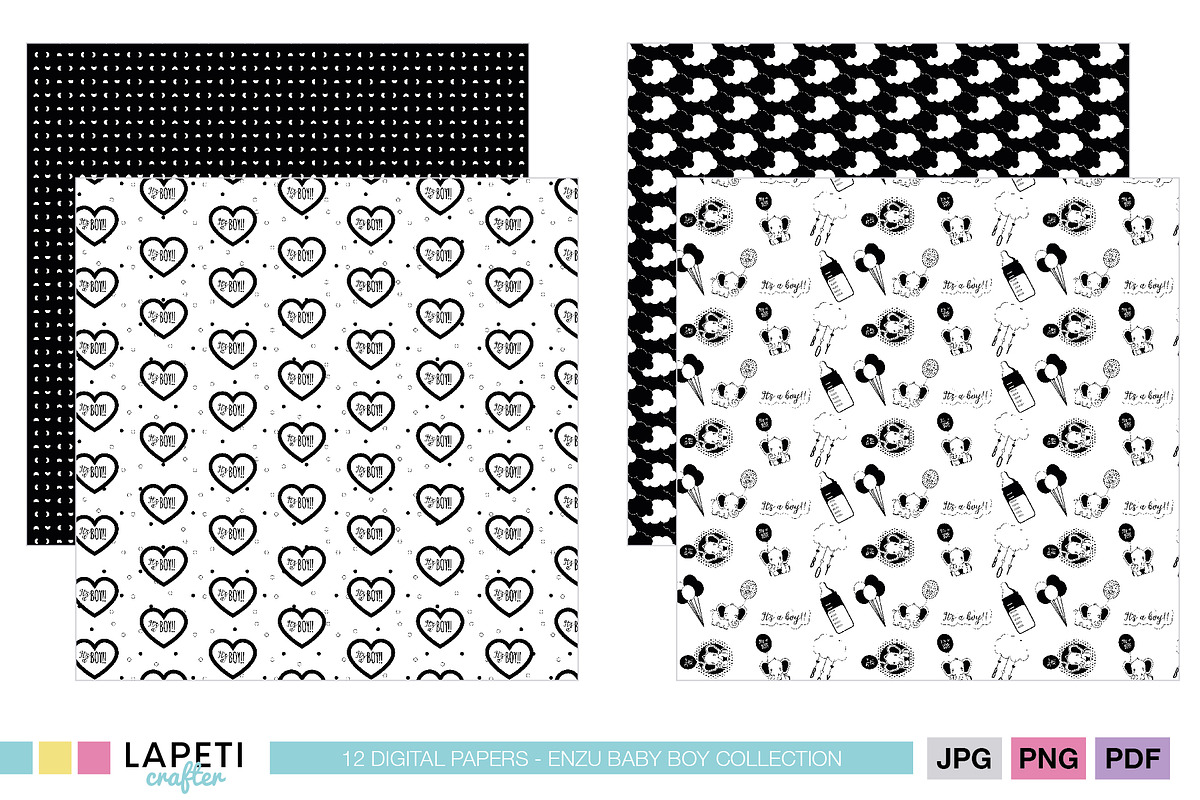 Elephant Digital Paper Pack, a Pattern Graphic by Lapeticrafter (Photo 3 of 5)